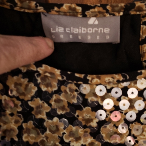 Vintage Liz Claiborne Trapeze Swing Dress Floral Sequined 90's Grundge - Picture 5 of 8